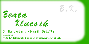 beata klucsik business card